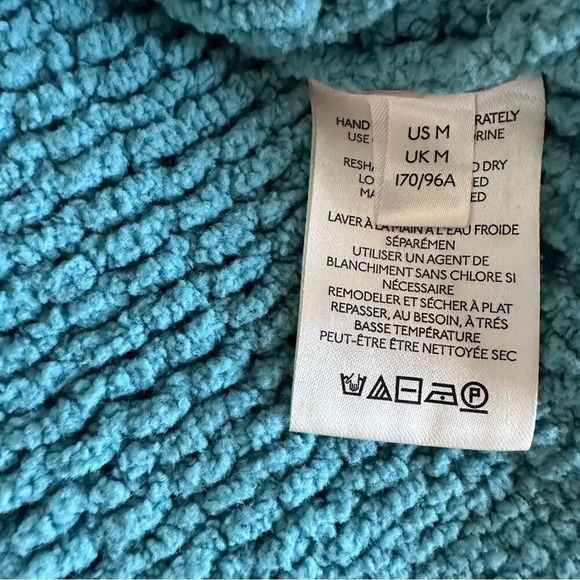 Free People Be Yours Pullover Aqua Emerald Blue Chunky Knit Medium - Picture 8 of 10